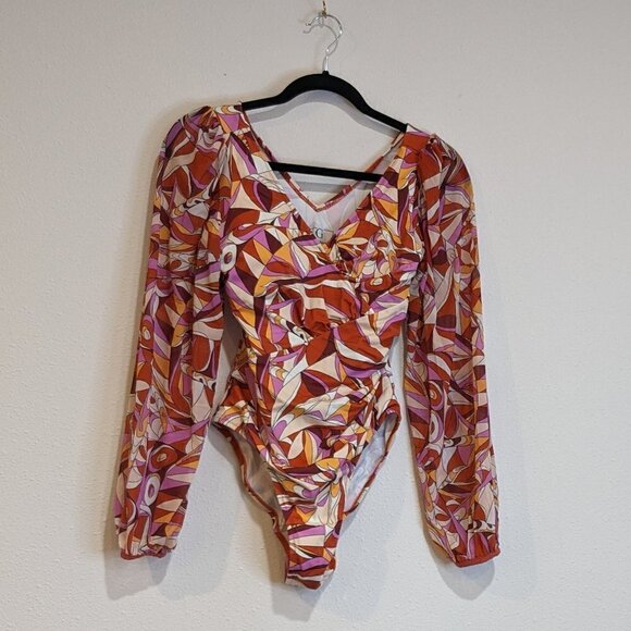 G by Giuliana Jet Set G One-Piece UPF 50 Mesh Sleeve Swimsuit 817-978 NWOT - Picture 3 of 14